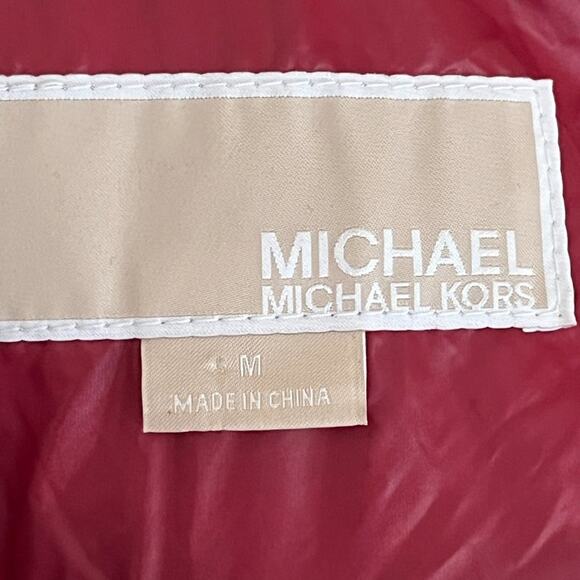 NEW MICHAEL KORS Down Filled Puffer Jacket in Red with Gold hardware SZ M - Picture 11 of 13
